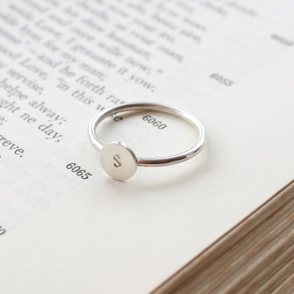 Silver Initial ring, personalised, silver ring