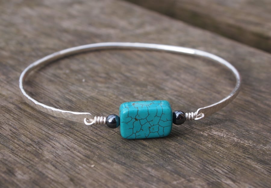 Sterling silver turquoise bangle bracelet