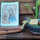 ' Blue shoes ' small print inspired by stepping into nature. Free UK postage 