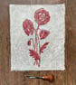 Wild poppies original linocut print in red