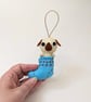 Felt Dog in a Stocking - Christmas Hanging Decoration - Super Seconds Festival - Image 2