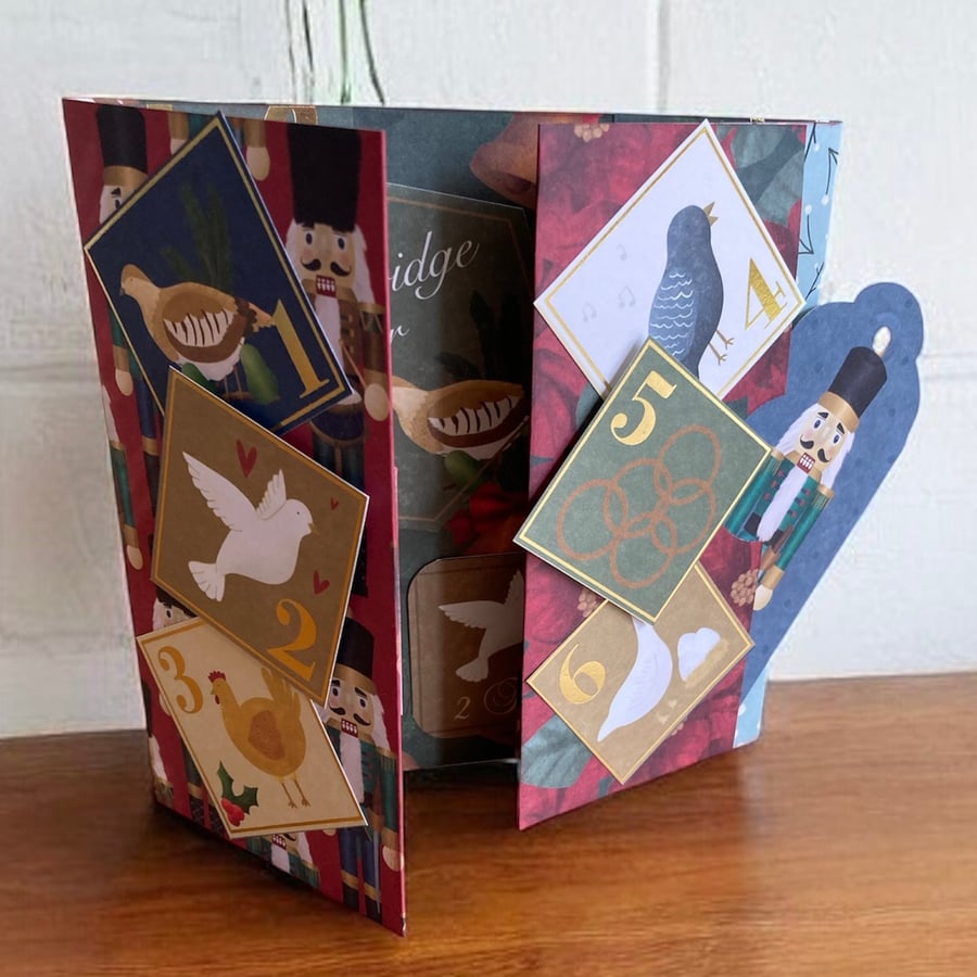 Unique 12 Days of Christmas Journal-Style Card with Gift Card Slot