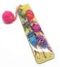 Parrots in Sunglasses Bookmark, Yellow with Pink Pompom