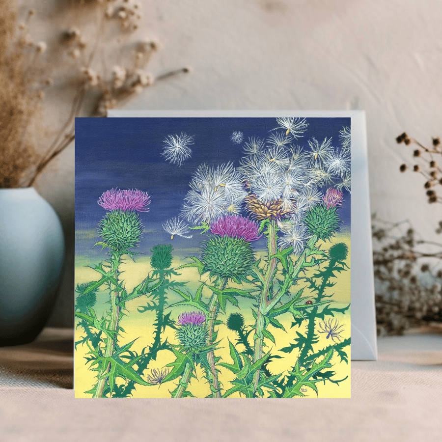 Watercolour Thistle  Greetings Card can be personalised for any occasion 