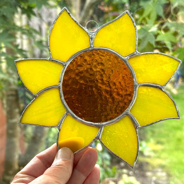 Stained  Glass Sunflower Suncatcher - Handmade Window Decoration