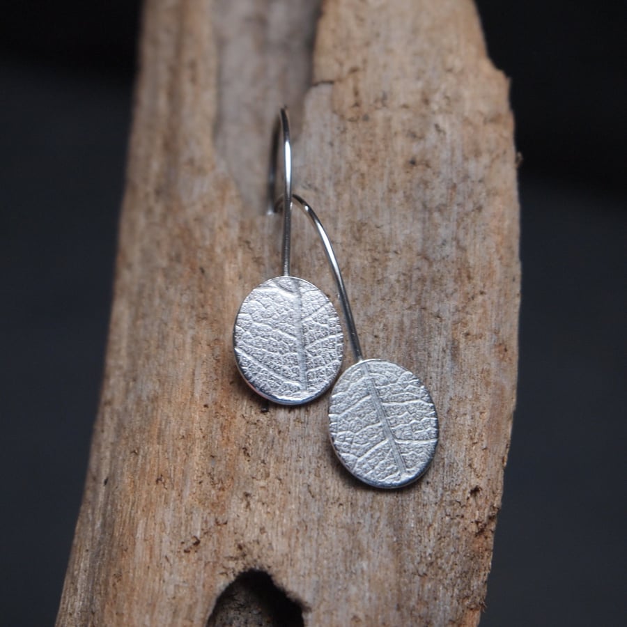 Silver Earrings - Silver Leaf Drop Earrings