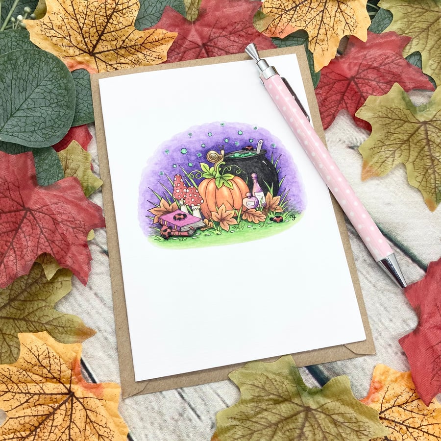 Toadstools, Potions & Pumpkins Card - Blank Card - Birthday Card - Halloween