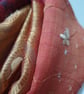 Sari silk double sided infinity scarf. Shades of burnt orange, dark red, green w - Image 4