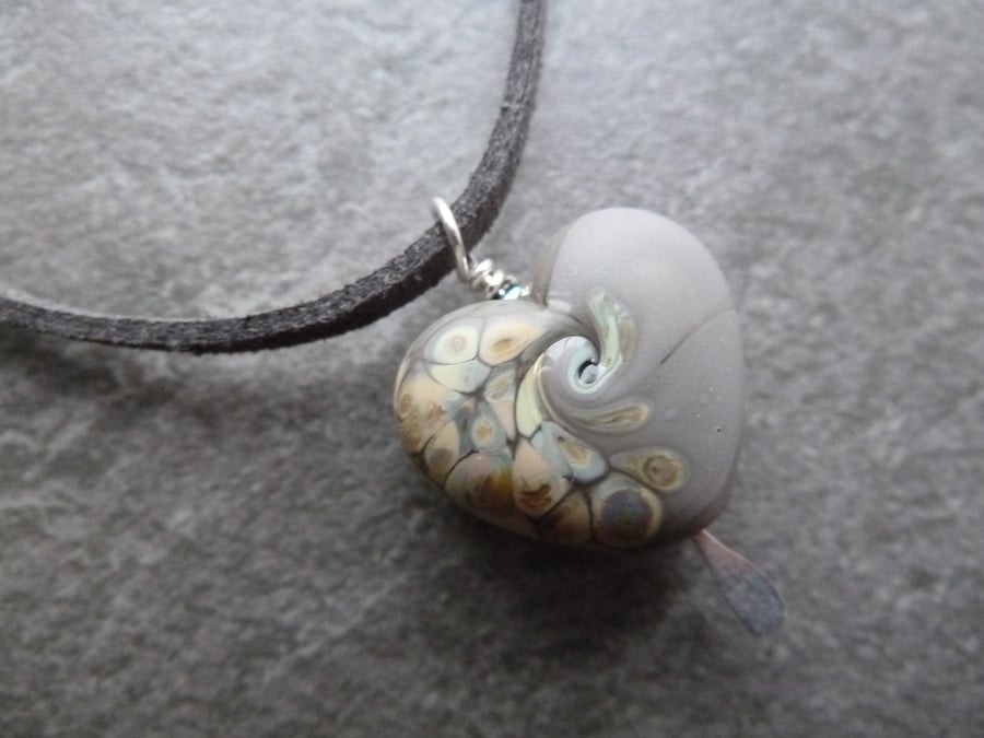 faux suede necklace, grey heart pendant