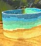 Handmade beadwork bracelet in ocean blue and golden sand colours - Image 4