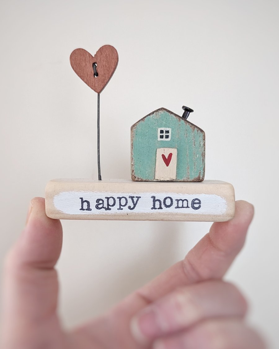 Little Wooden Painted House and Base in a Bag