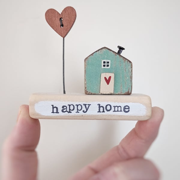 Little Wooden Painted House and Base in a Bag