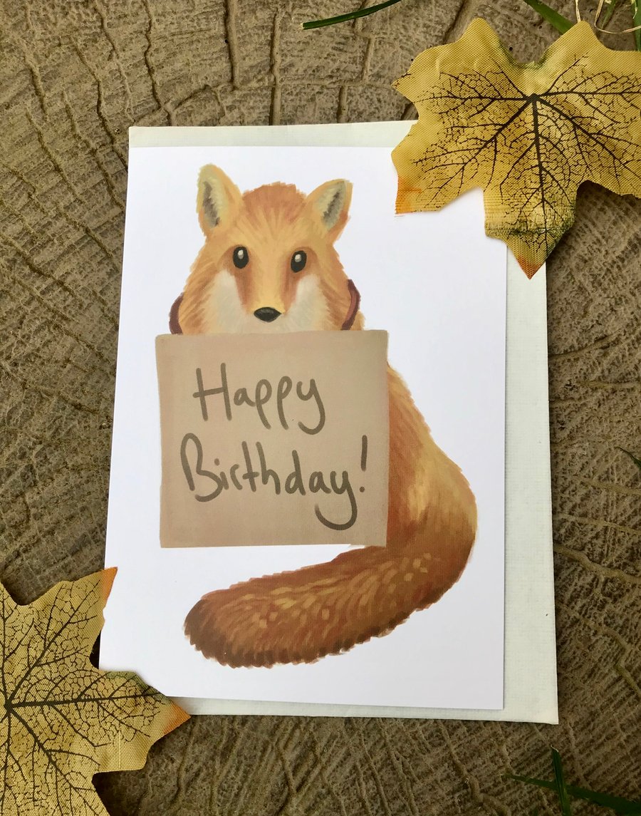 Happy Birthday Fox Greeting Card