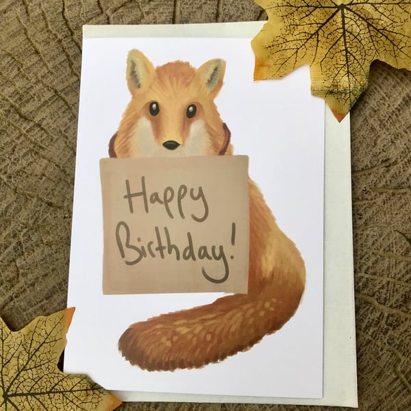 Happy Birthday Fox Greeting Card