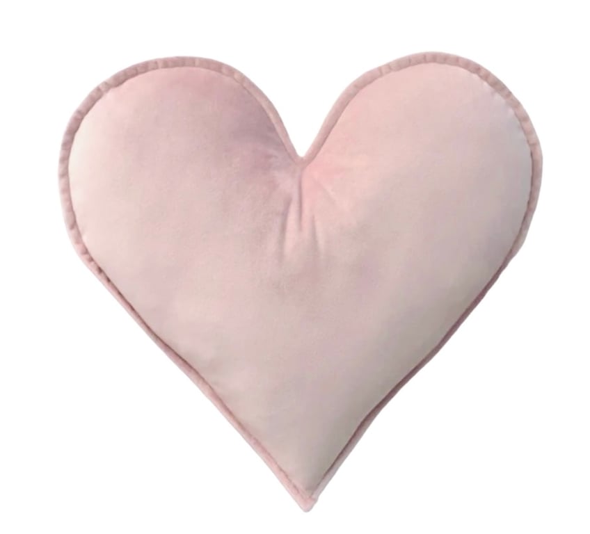 Blush Baby Pink Velvet Heart Shaped Cushion Throw Decor Velentine's Day Pillow