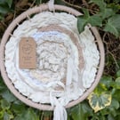 Natural colours Upcycled fabric Circular Wall Hanging