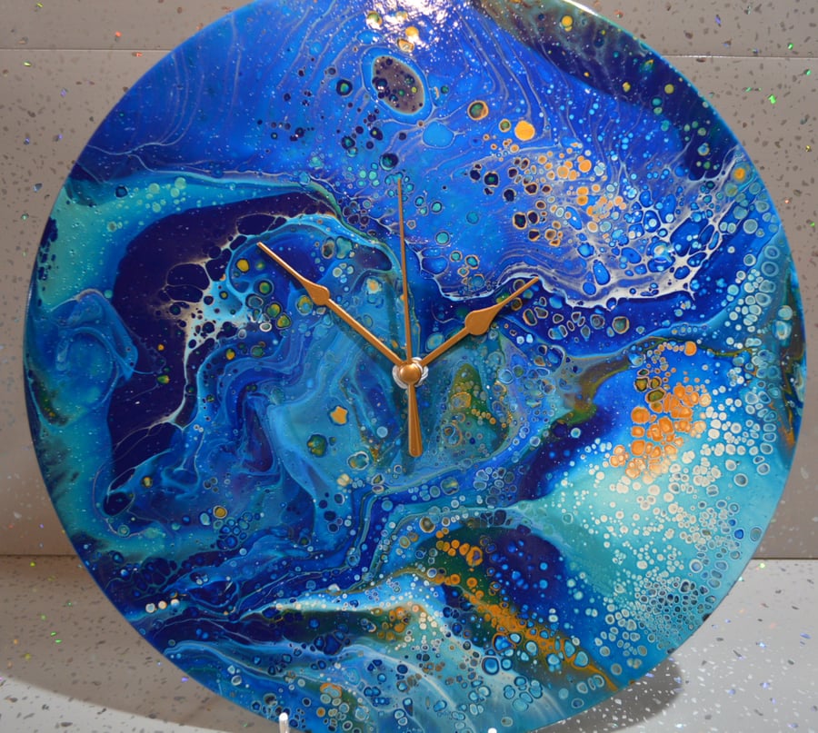 Acrylic Paint Poured LP Clock - Joan Armatrading