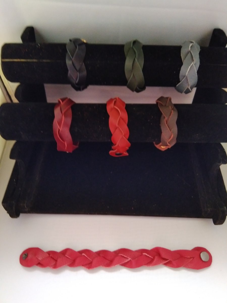 Red Leather Braided Bracelet