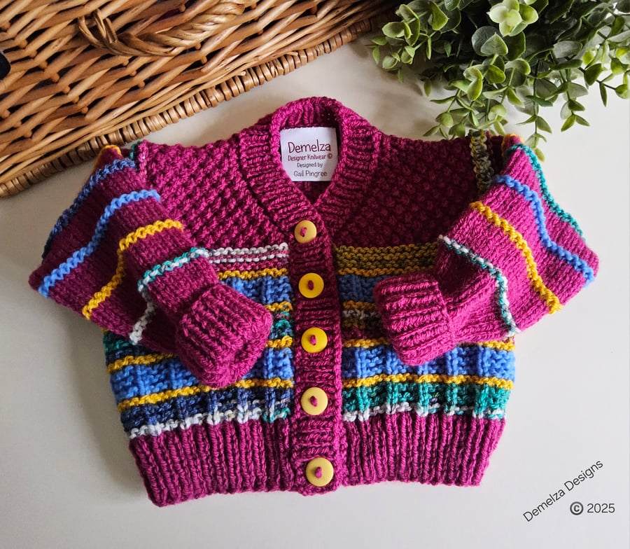 Designer Hand Knitted Baby Girl''s Cardigan 0-6 months size