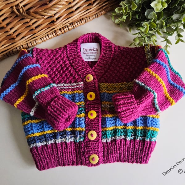 Designer Hand Knitted Baby Girl''s Cardigan 0-6 months size