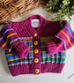 Designer Hand Knitted Baby Girl''s Cardigan 0-6 months size - Image 1