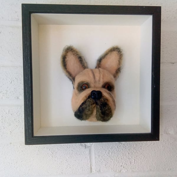 Needle felting dog portrait french bulldog 