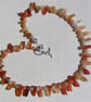 Orange Carnelian & Peach Aventurine Gemstone Chunky Statement Beaded Necklace - Image 3
