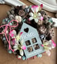 Personalised house number floral wreath welcome sign hanging wall art