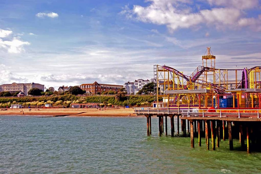 Clacton On Sea Pier And Beach Essex UK Photograph Print
