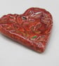 Medium Bright Copper Leaf Texture Heart Shaped Ceramic Pendant - Image 2