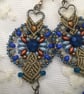 Pretty Dangle Blue beaded earrings, birthday gift for her, blue and copper  - Image 8