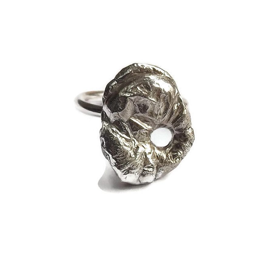 crinkled oval, sterling silver abstract ring