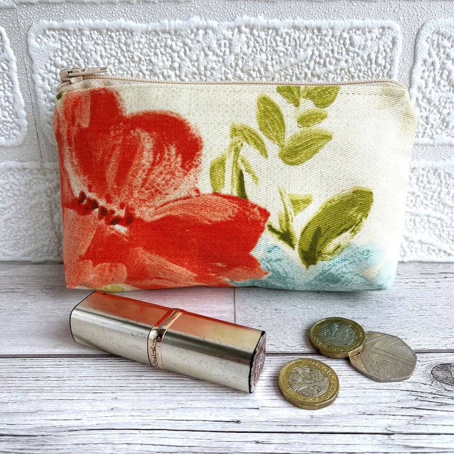 Large Purse, Coin Purse with Bright Flowers