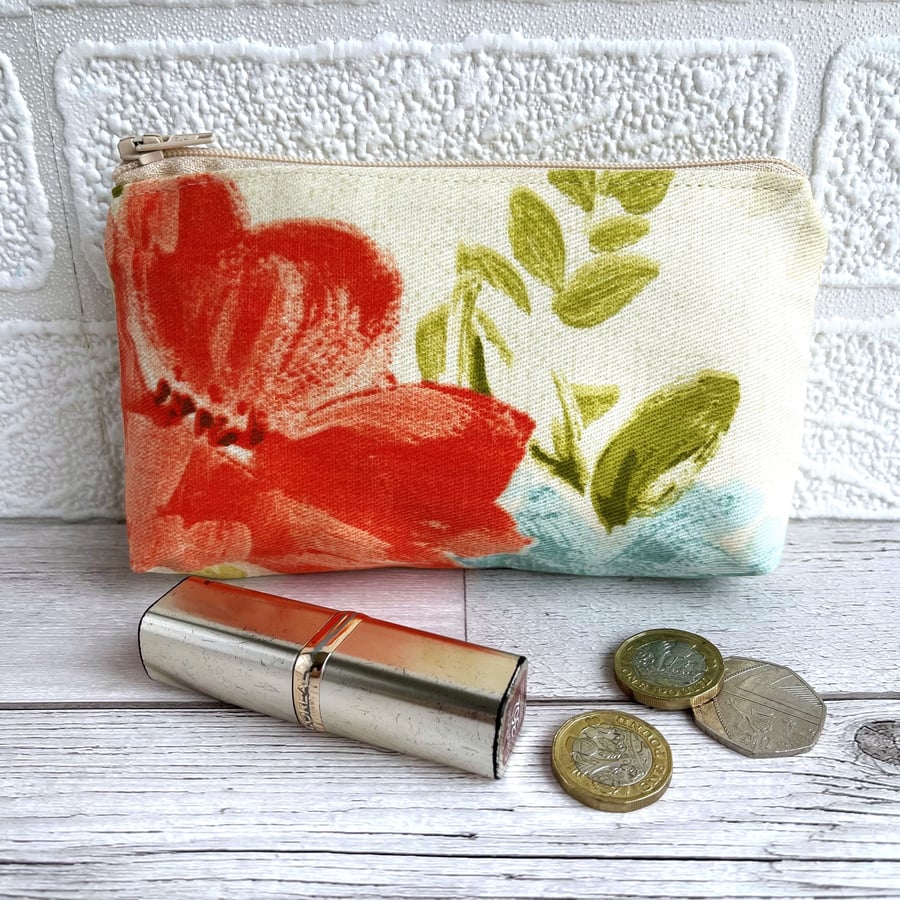 Large Purse Coin Purse with Bright Flowers
