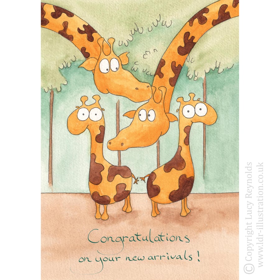 Baby Twins Giraffe Card