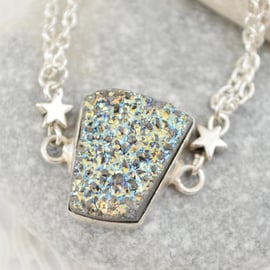 Titaniun Druzy Agate & Silver Star Bracelet