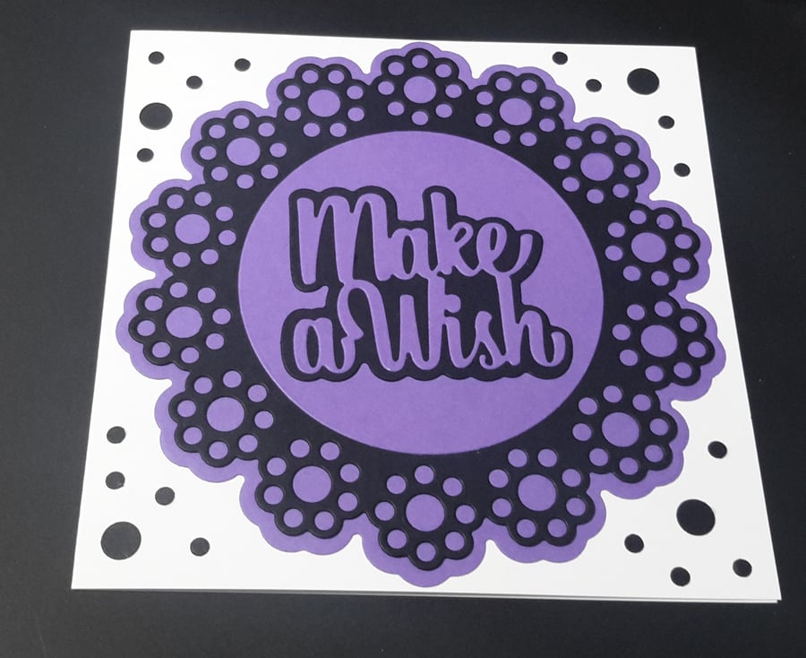 Make a Wish Greeting Card - Purple and Black