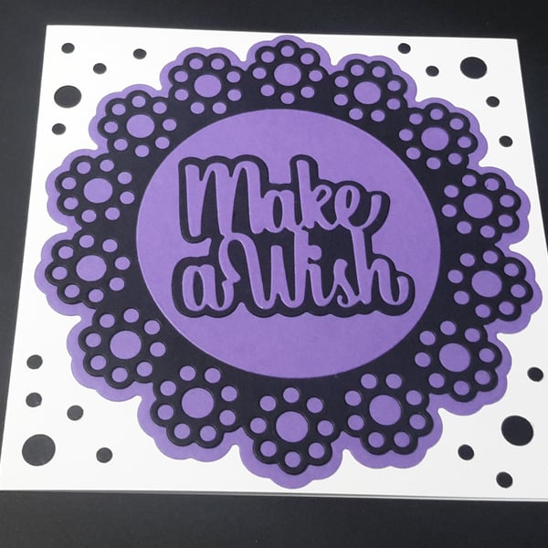 Make a Wish Greeting Card - Purple and Black