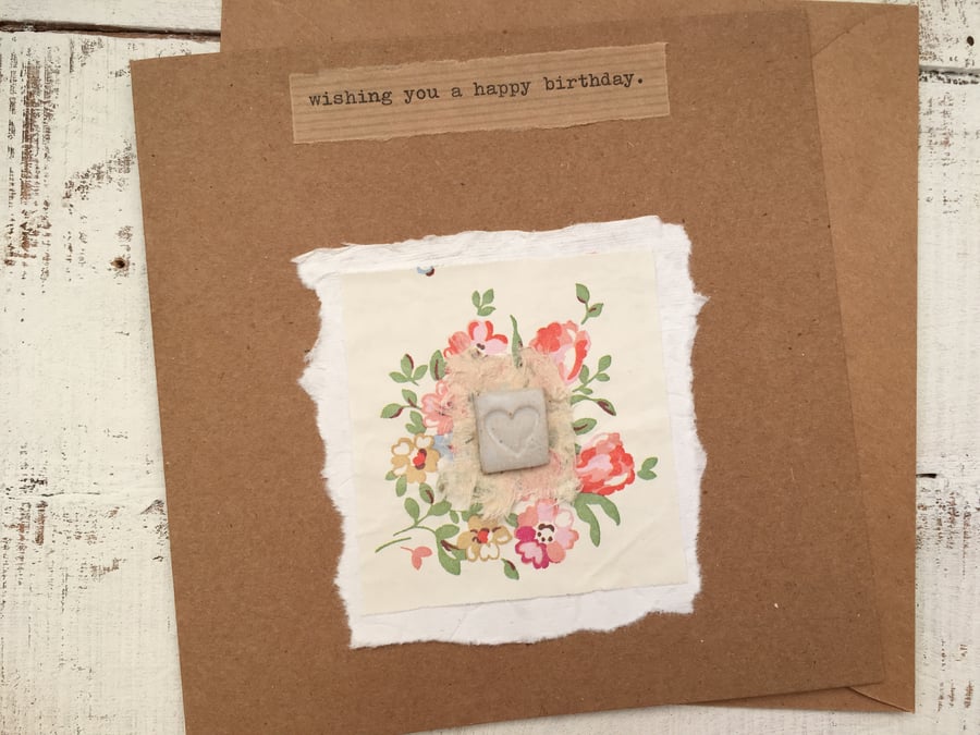 Handmade Birthday card, Gift and card, blank greetings card, pottery