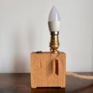 Small Slim Oak Table Lamp – Handmade Solid Wood