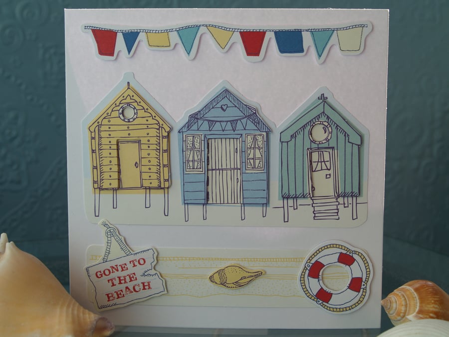 Beach huts blank card