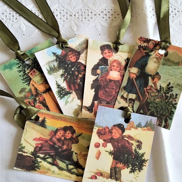 Christmas Victorian Children Gift Tags Journal Supplies