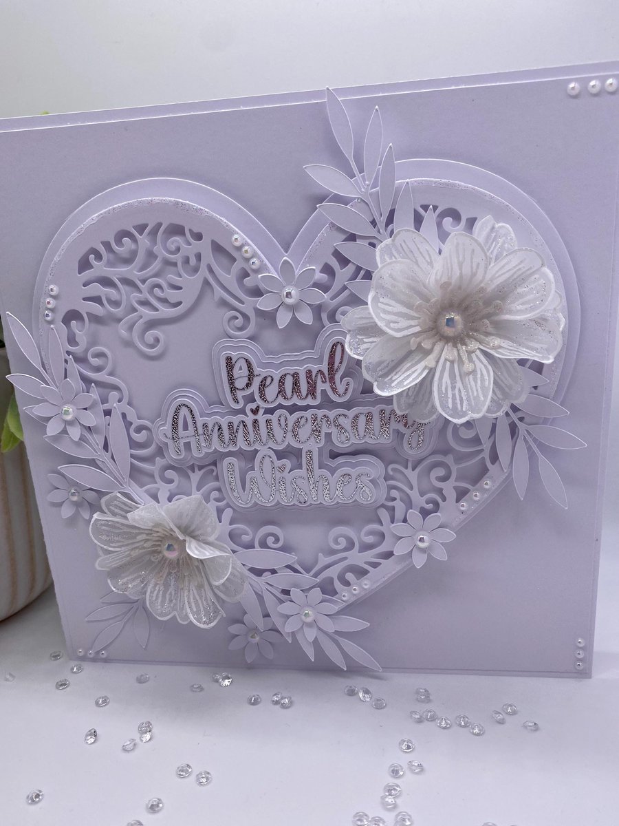 BRAND NEW Personalised - Luxury 30th Pearl Wedding anniversary card boxed