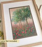 Tree in a patch of poppies, original oil pastel painting, A4 wall art, artwork - Image 5