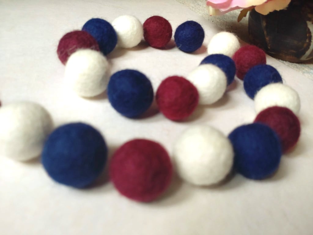 Felt Ball Garland, Vintage Union Jack, Party Decor, Fairtrade Decoration