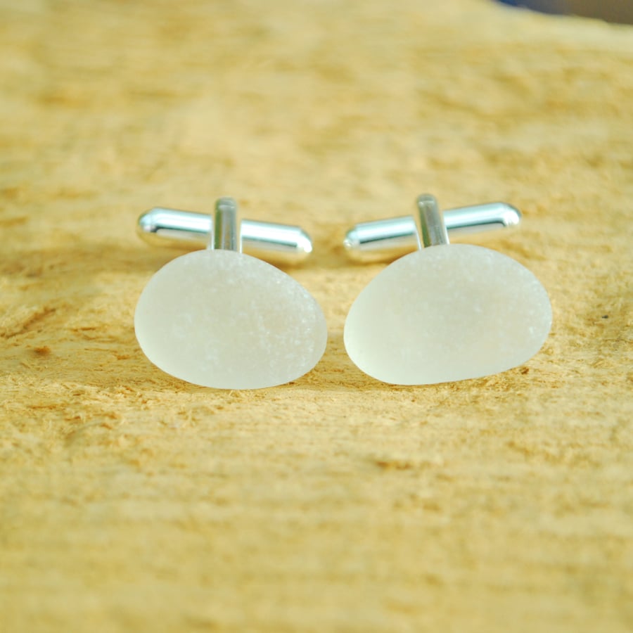 Sea glass cufflinks