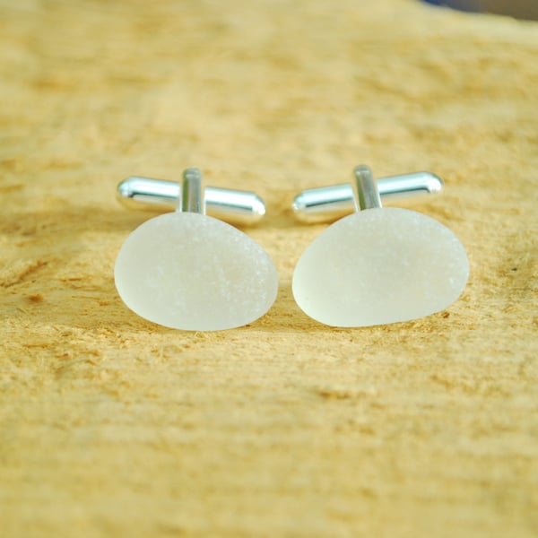 Sea glass cufflinks