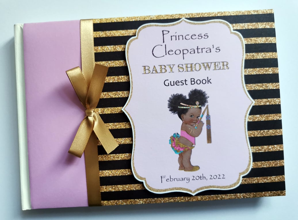Egyptian Princess birthday guest book, pink and gold princess guest book, gift