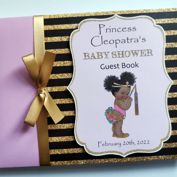 Egyptian Princess birthday guest book, pink and gold princess guest book, gift