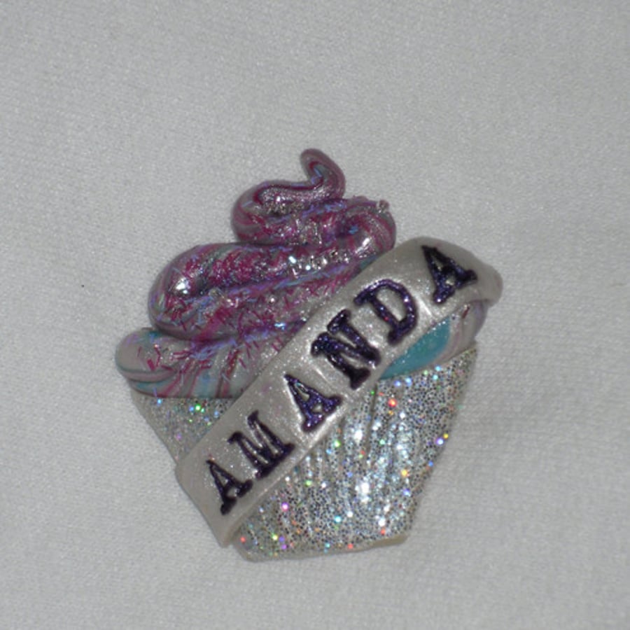 Personalised Cupcake Brooch/Fridge Magnet